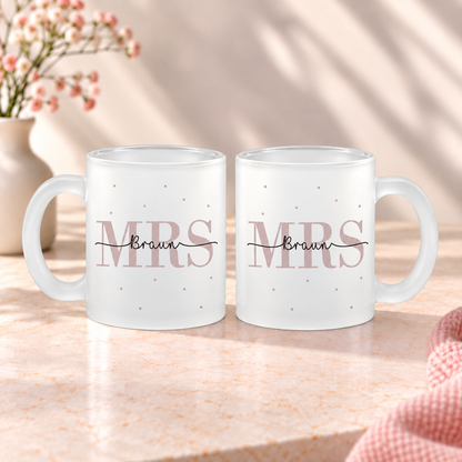 Glas Tassen-Set mit Namen + Datum | Mrs + Mrs