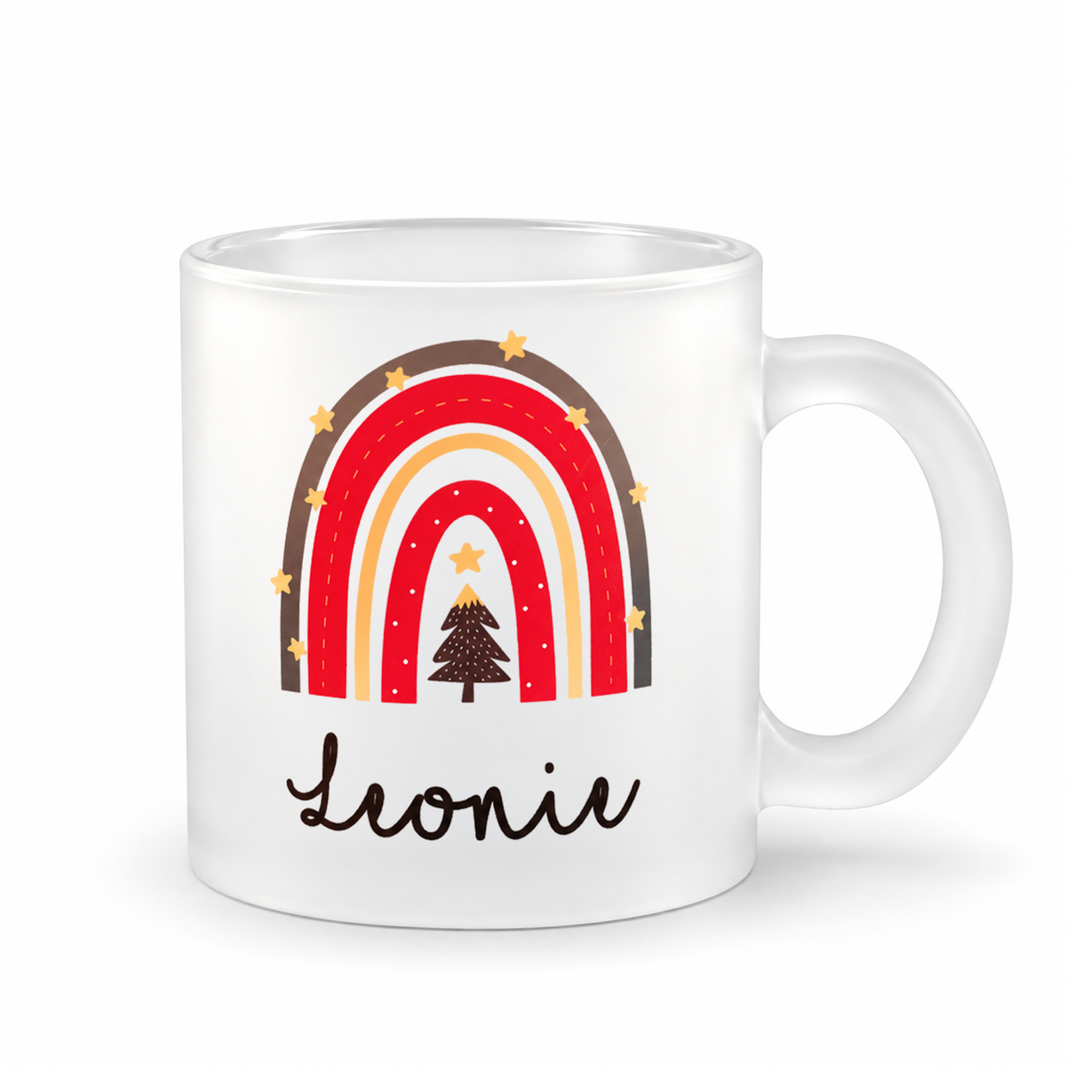 Glastasse mit Namen | Weihnachts- Regenbogen