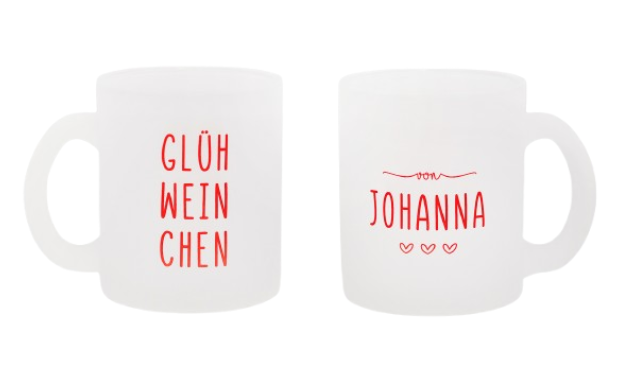 Glastasse mit Namen | Glühweinchen - Rot