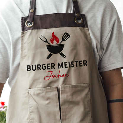 Grillschürze mit Name | Burger Meister