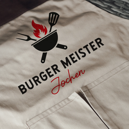 Grillschürze mit Name | Burger Meister