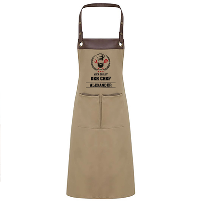 Grillschürze mit Name | Hier grillt der Chef