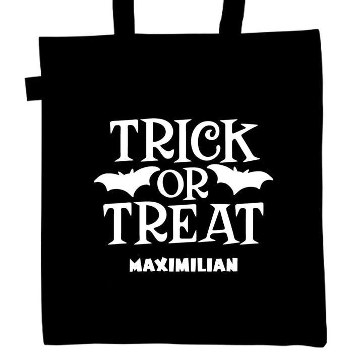 Halloween Stofftasche-Stoffbeutel mit eigenen Namen für Süßigkeiten - Motiv: Trick or Treat - verschenkich.de