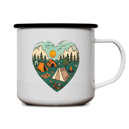 Emaille Tasse | Camping Herz