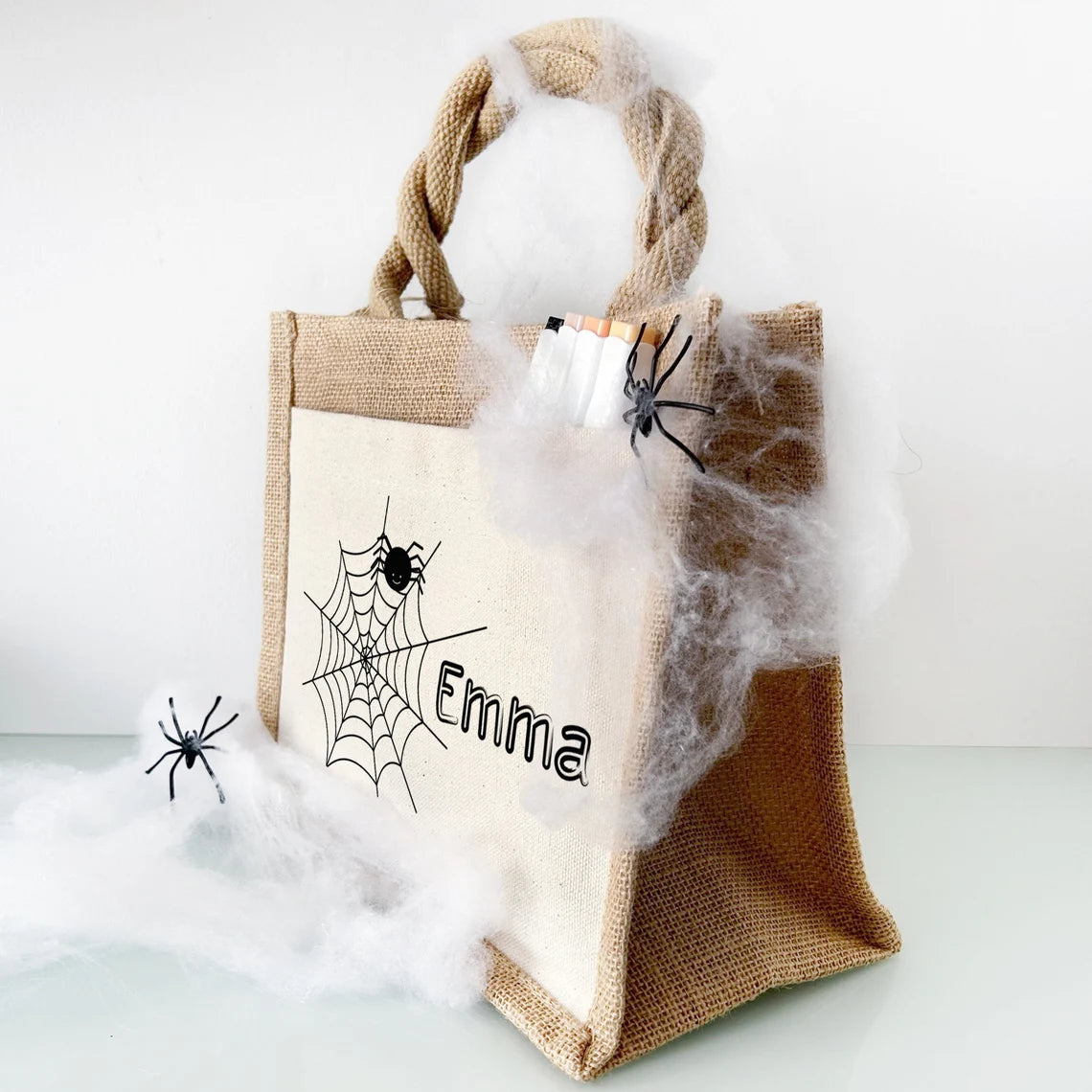 Jute Pocket Tasche mit Namen | Halloween 1