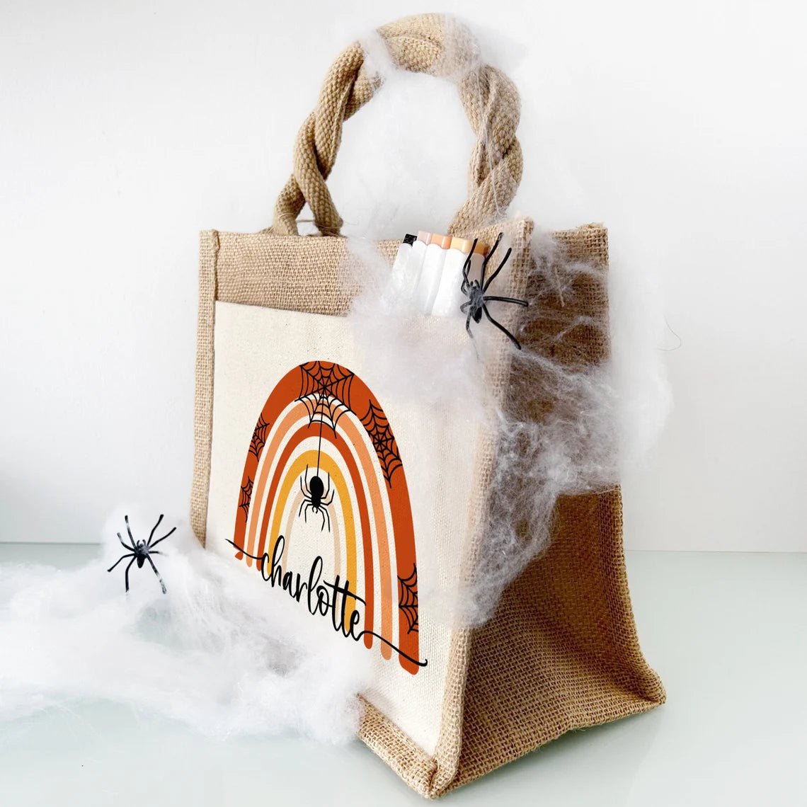 Jute Pocket Tasche mit Namen | Halloween 4