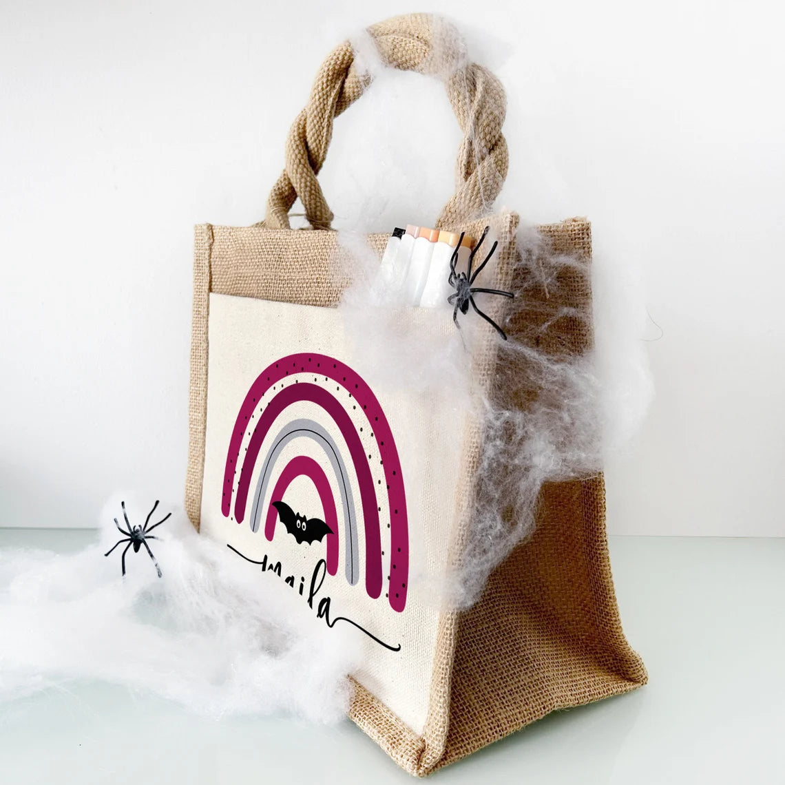 Jute Pocket Tasche mit Namen | Halloween 6