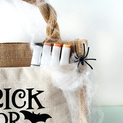 Jute Pocket Tasche mit Name | Trick or Treat schwarz