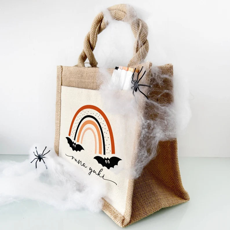 Jute Pocket Tasche mit Namen | Halloween 7