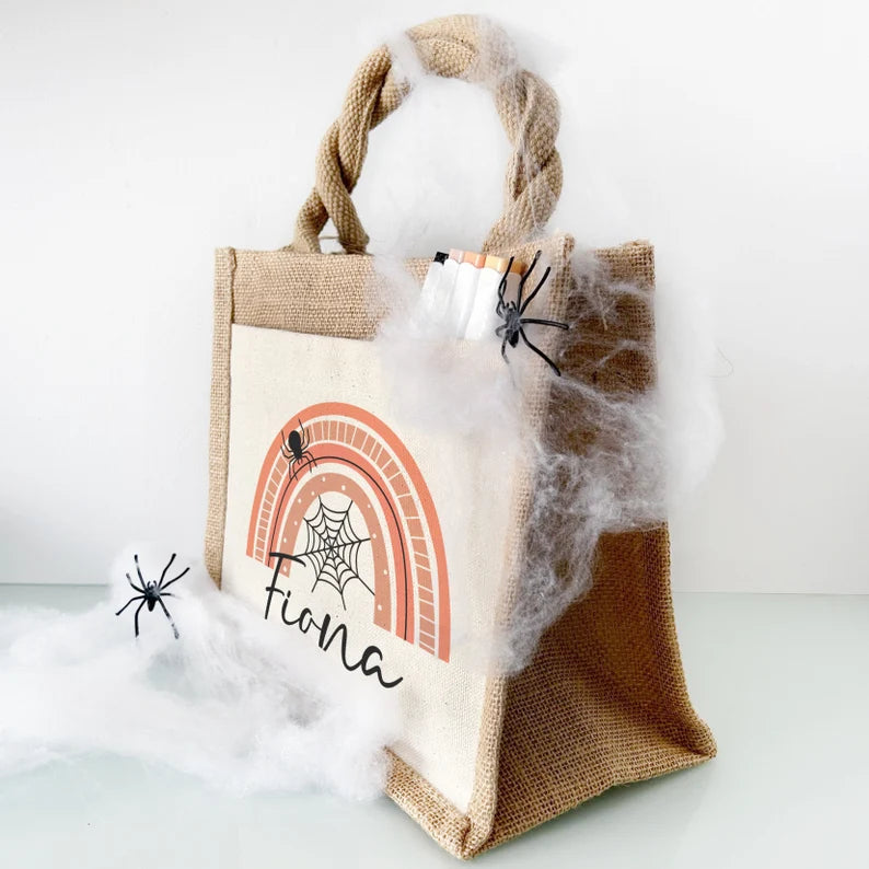 Jute Pocket Tasche mit Namen | Halloween 2