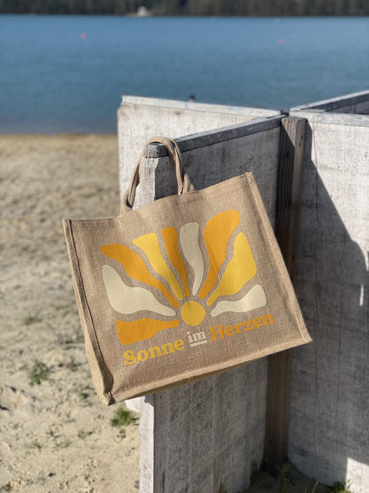 Jute Shopper 32 Liter | Sonne im Herzen - verschenkich.de