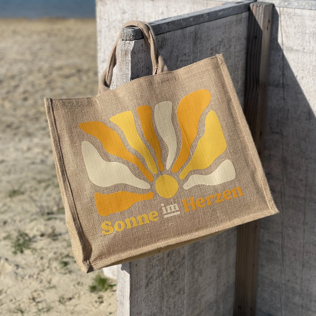 Jute Shopper 32 Liter | Sonne im Herzen
