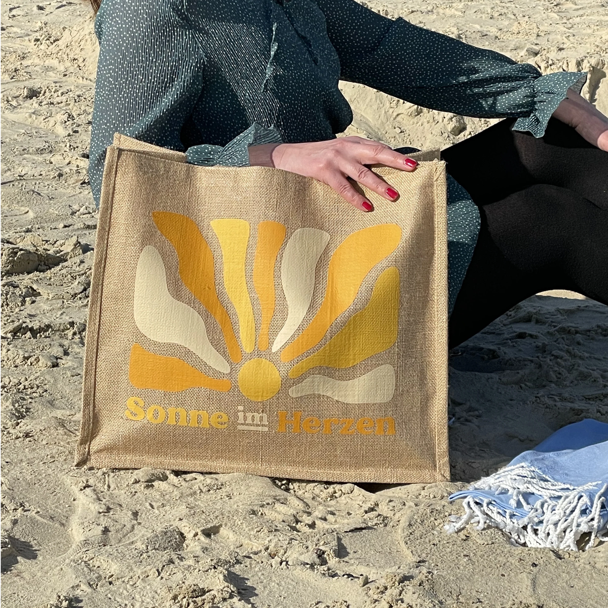 Jute Shopper 32 Liter | Sonne im Herzen