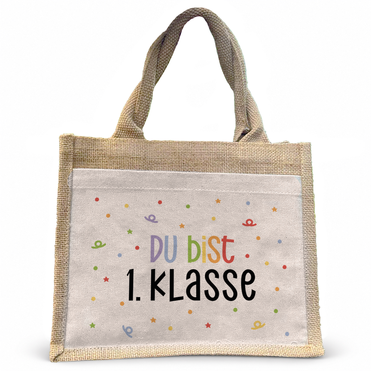 Jute Pocket Tasche | Du bist erste Klasse | Konfetti 4