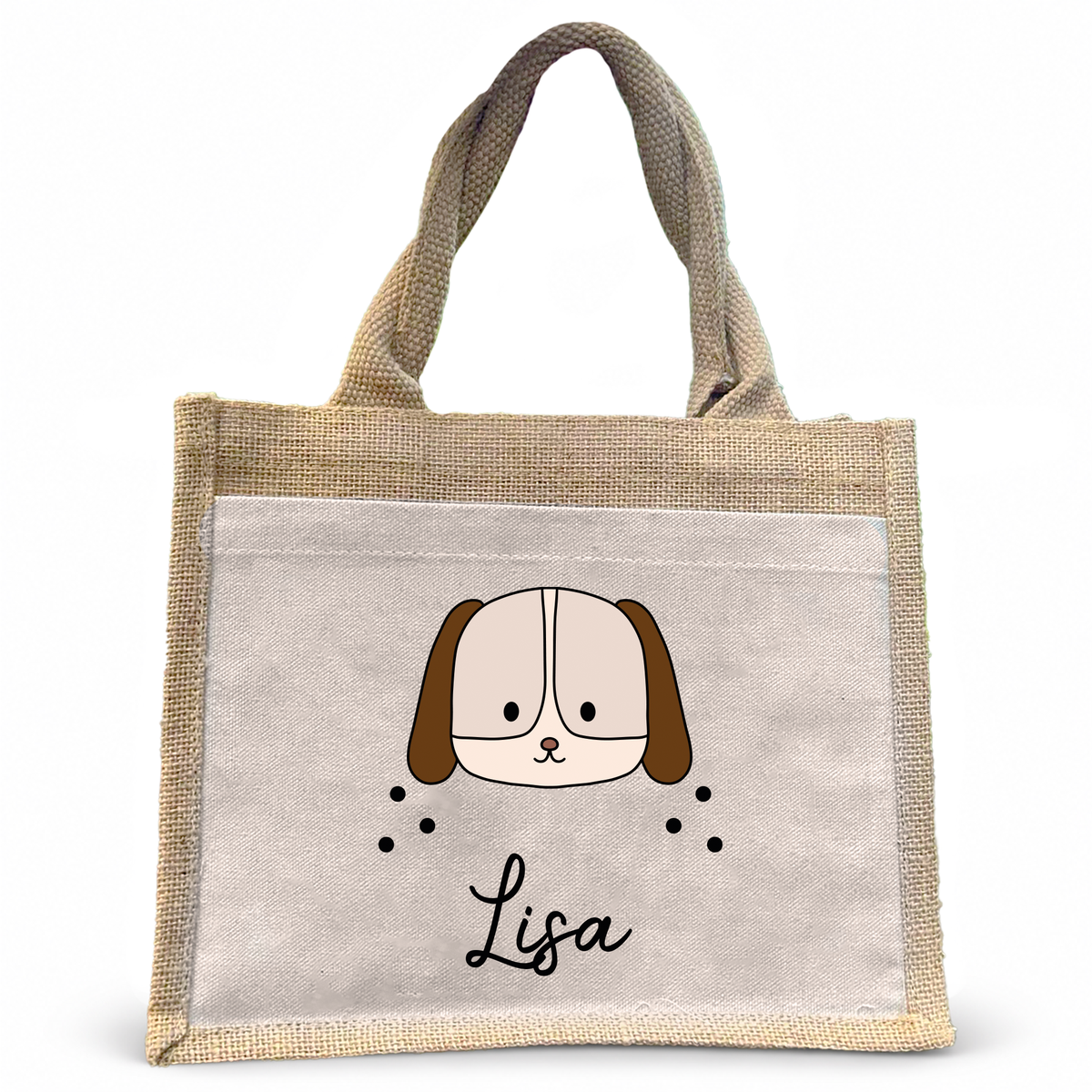 Jute Pocket Tasche mit Namen | Hund