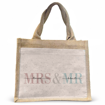 Jute Pocket Tasche mit Namen | Mrs + Mr