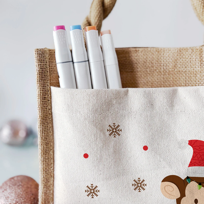 Jute Pocket Tasche mit Namen | Weihnachts- Affe