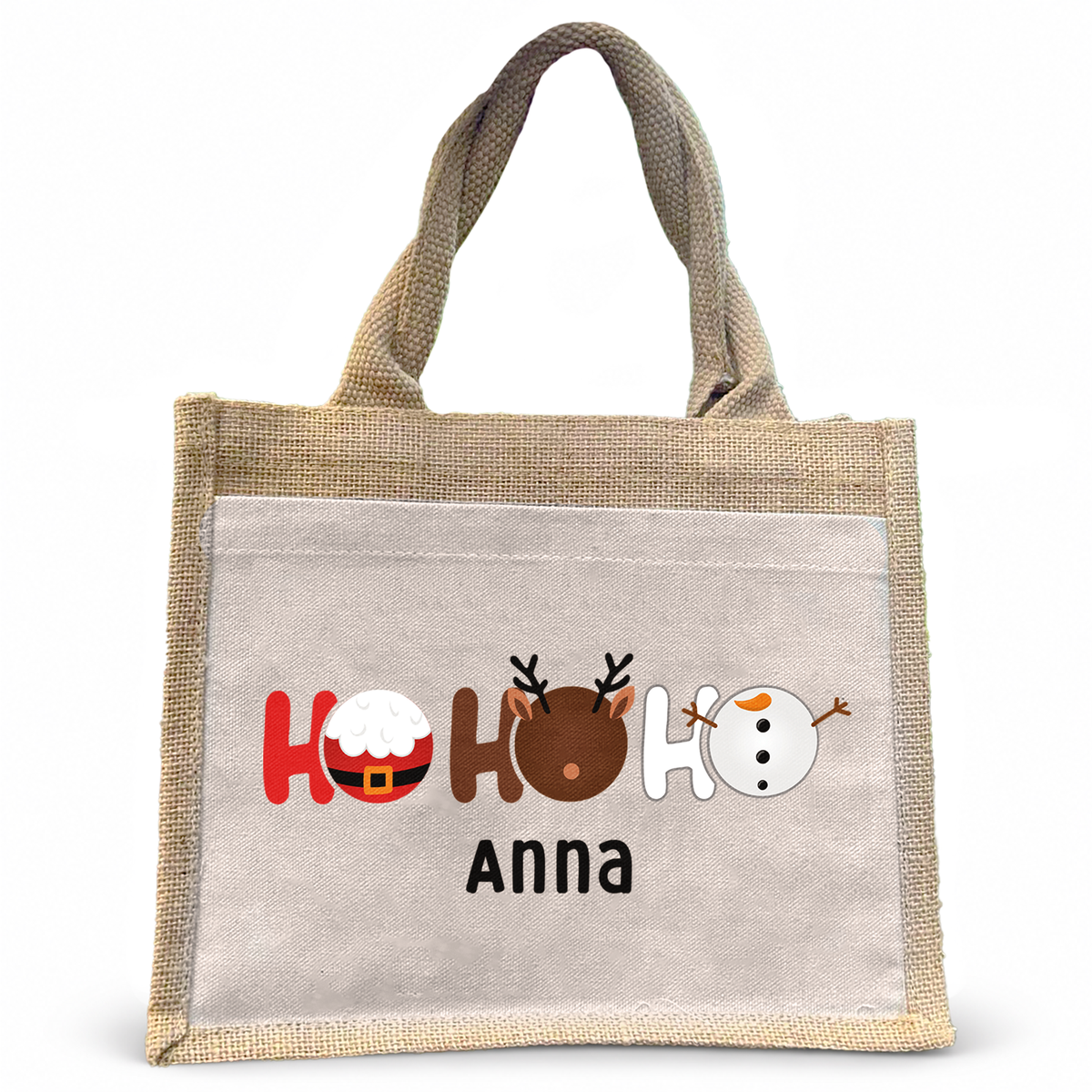 Jute Pocket Tasche mit Namen | Ho Ho Ho