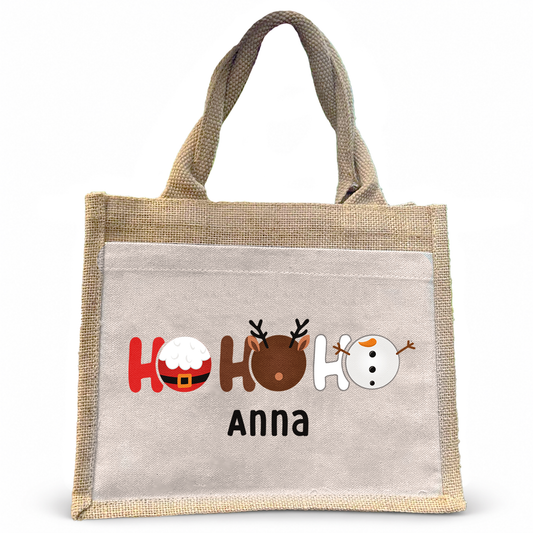 Jute Pocket Tasche mit Namen | Ho Ho Ho
