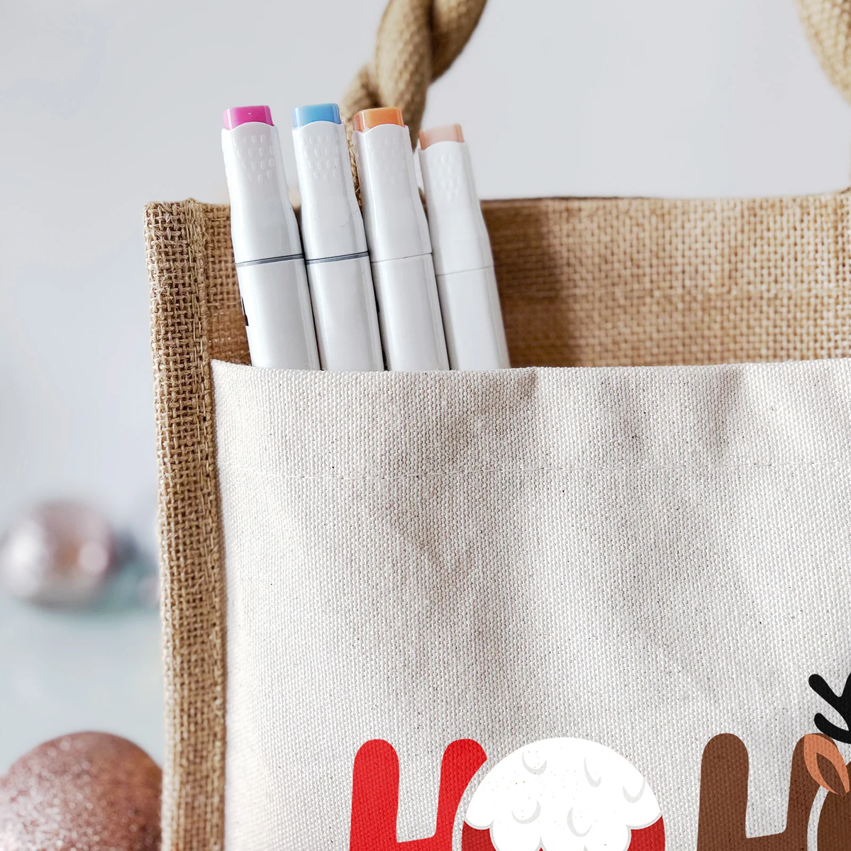 Jute Pocket Tasche mit Namen | Ho Ho Ho