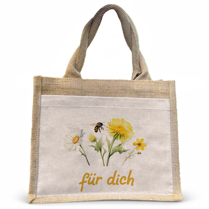 Jute Pocket Tasche | Wild Blumen 1