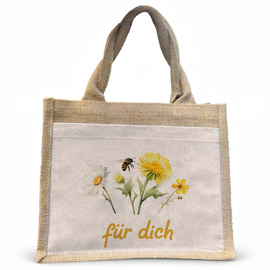 Jute Pocket Tasche | Wild Blumen 1