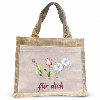 Jute Pocket Tasche | Wild Blumen 2