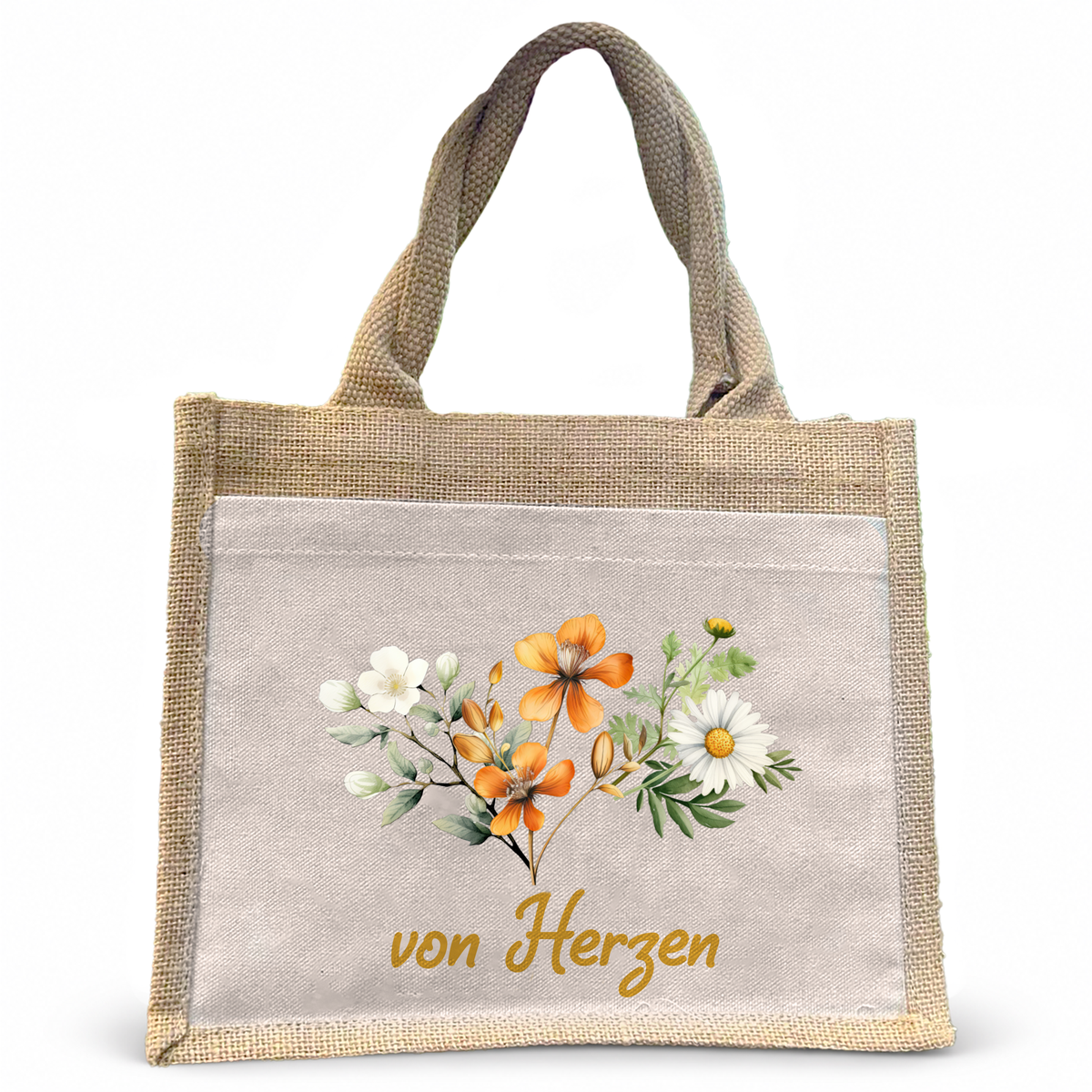 Jute Pocket Tasche | Wild Blumen 3