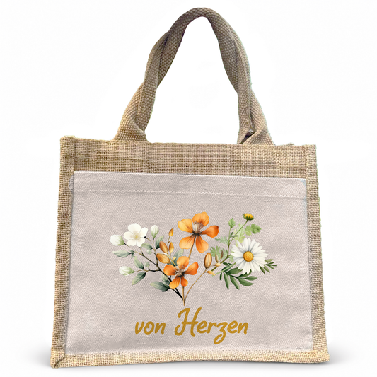 Jute Pocket Tasche | Wild Blumen 3