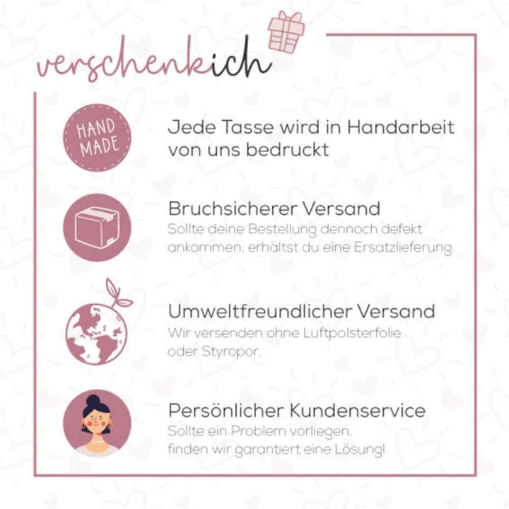 Kaffeetasse Namenstasse mit Regenbogen personalisierbar. Tasse mit Regenbogen Rosa oder Mint mit Wunschname - Motiv: Namenstasse - verschenkich.de