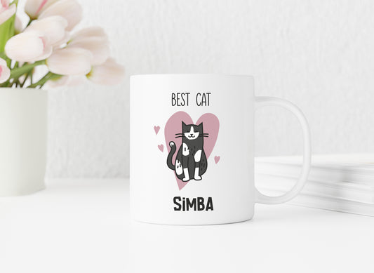 Katze | Best Cat | Kaffee Tasse personalisiert | Katzenname | individuell Fellfarbe + Tassenfarbe | Geschenk | Katzenliebhaber | Stubentiger - verschenkich.de