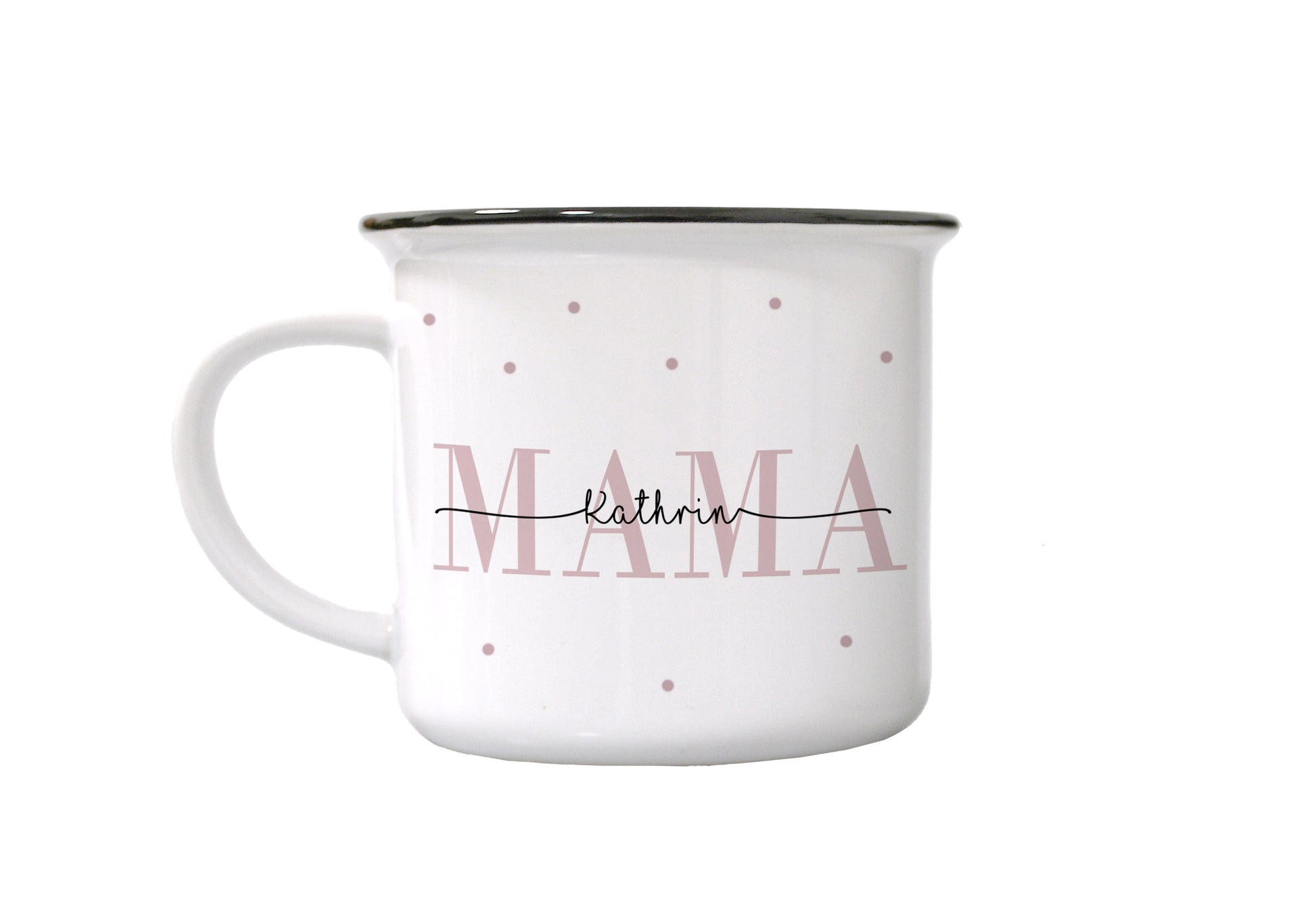Keramik Emaille-Optik Tasse mit Namen + Kinder Geburtsjahr | Mama - verschenkich.de