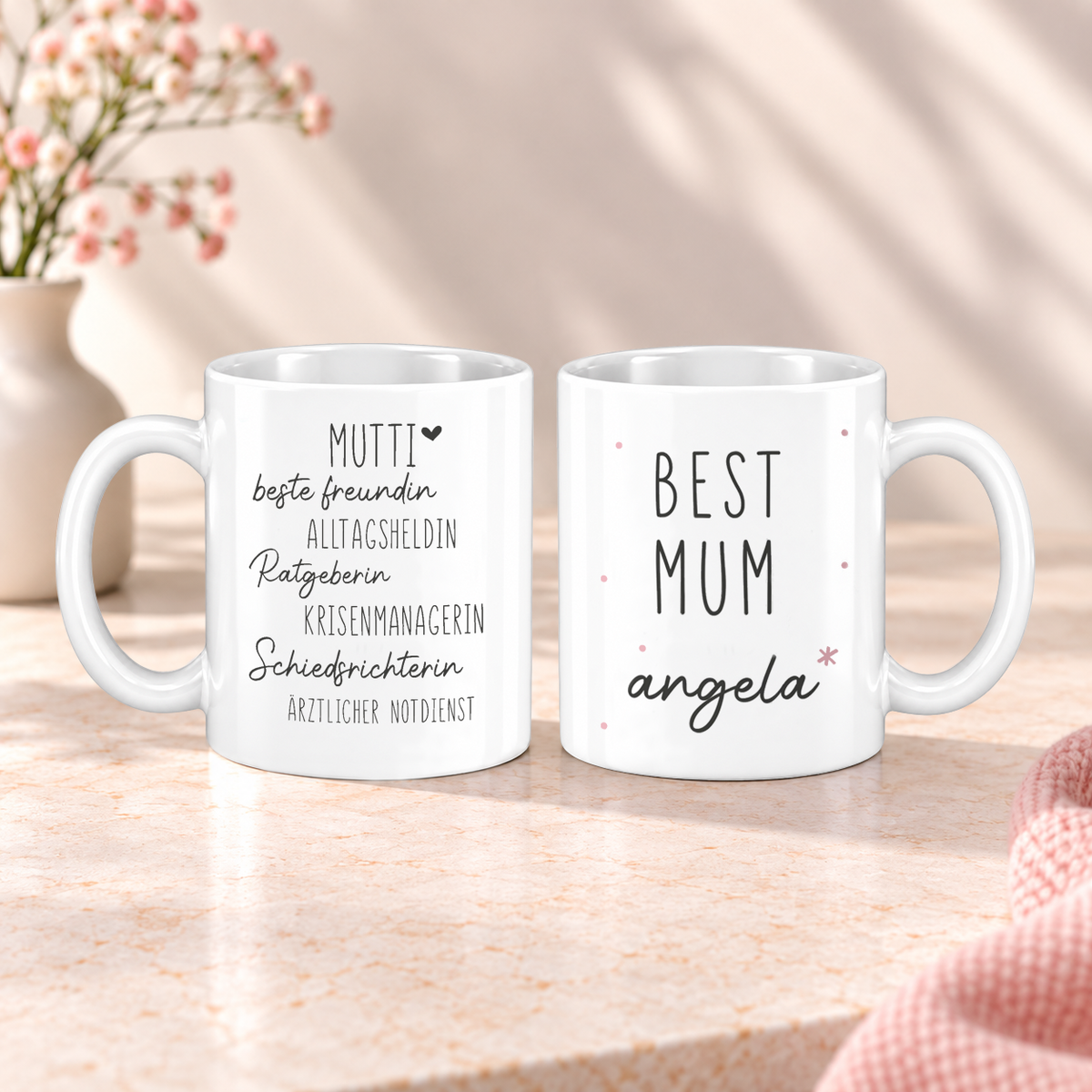 Keramik Tasse mit Name | Best (Bonus) Mum