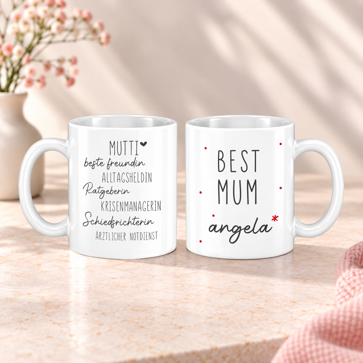 Keramik Tasse mit Name | Best (Bonus) Mum