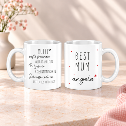 Keramik Tasse mit Name | Best (Bonus) Mum