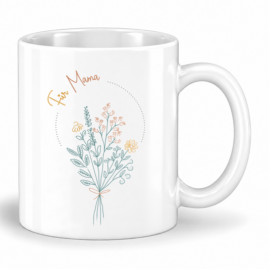 Keramik Tasse mit Namen | Blumenstrauß