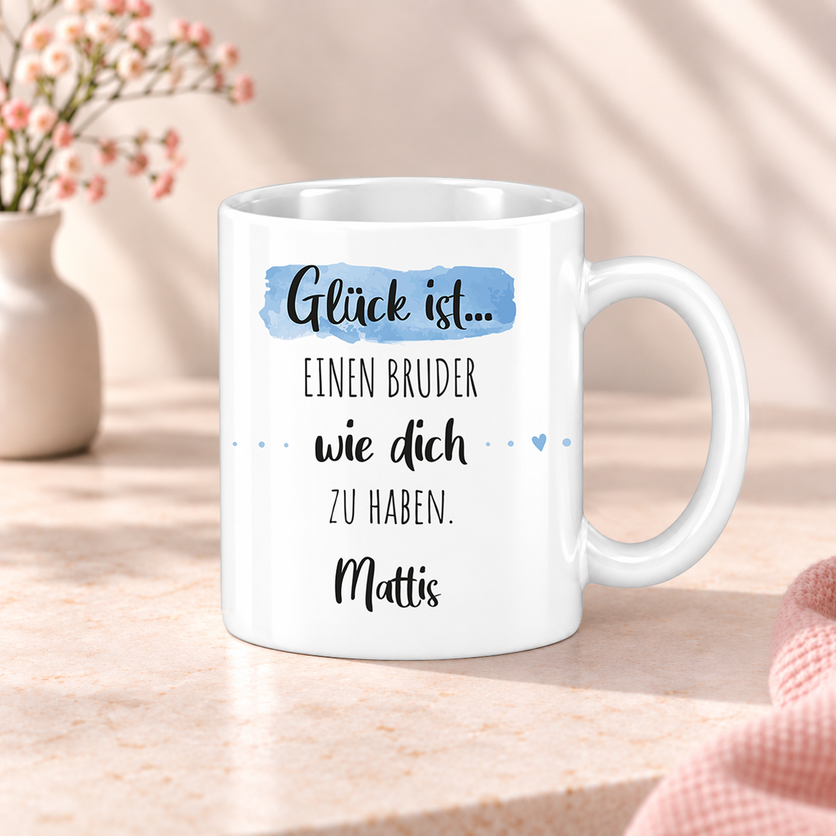 Keramik Tasse mit Namen | Glück ist einen Bruder wie dich zu haben