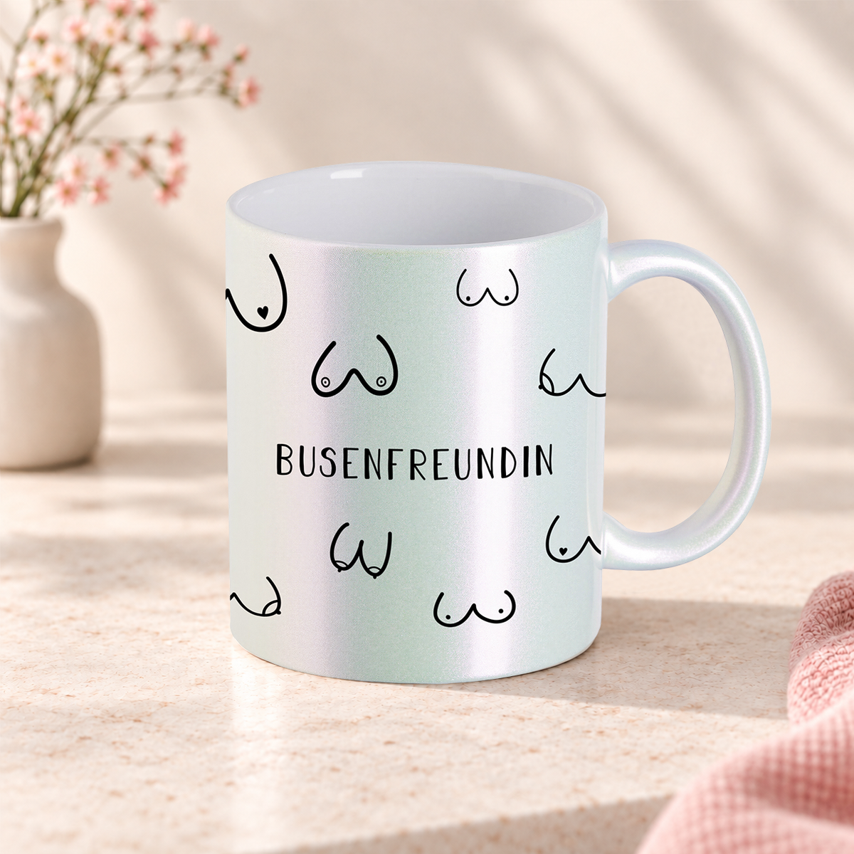 Keramik Tasse in Perlmutt | Busenfreundin 1.0