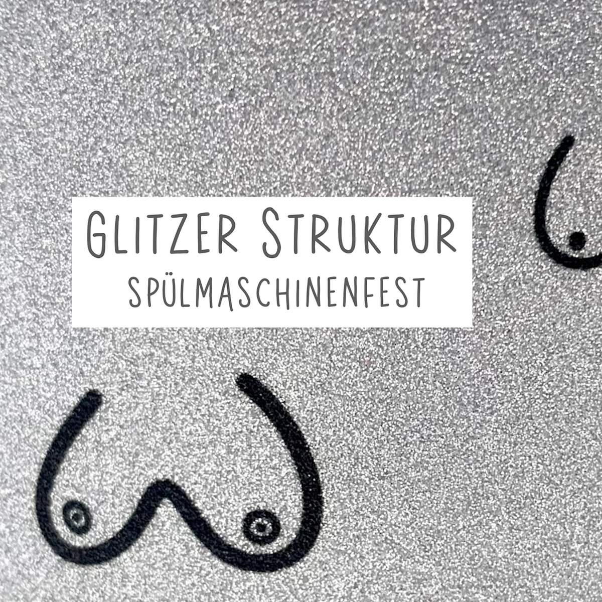 Keramik Tasse in Glitzer + Silber-Grau | Busenfreundin 1.0
