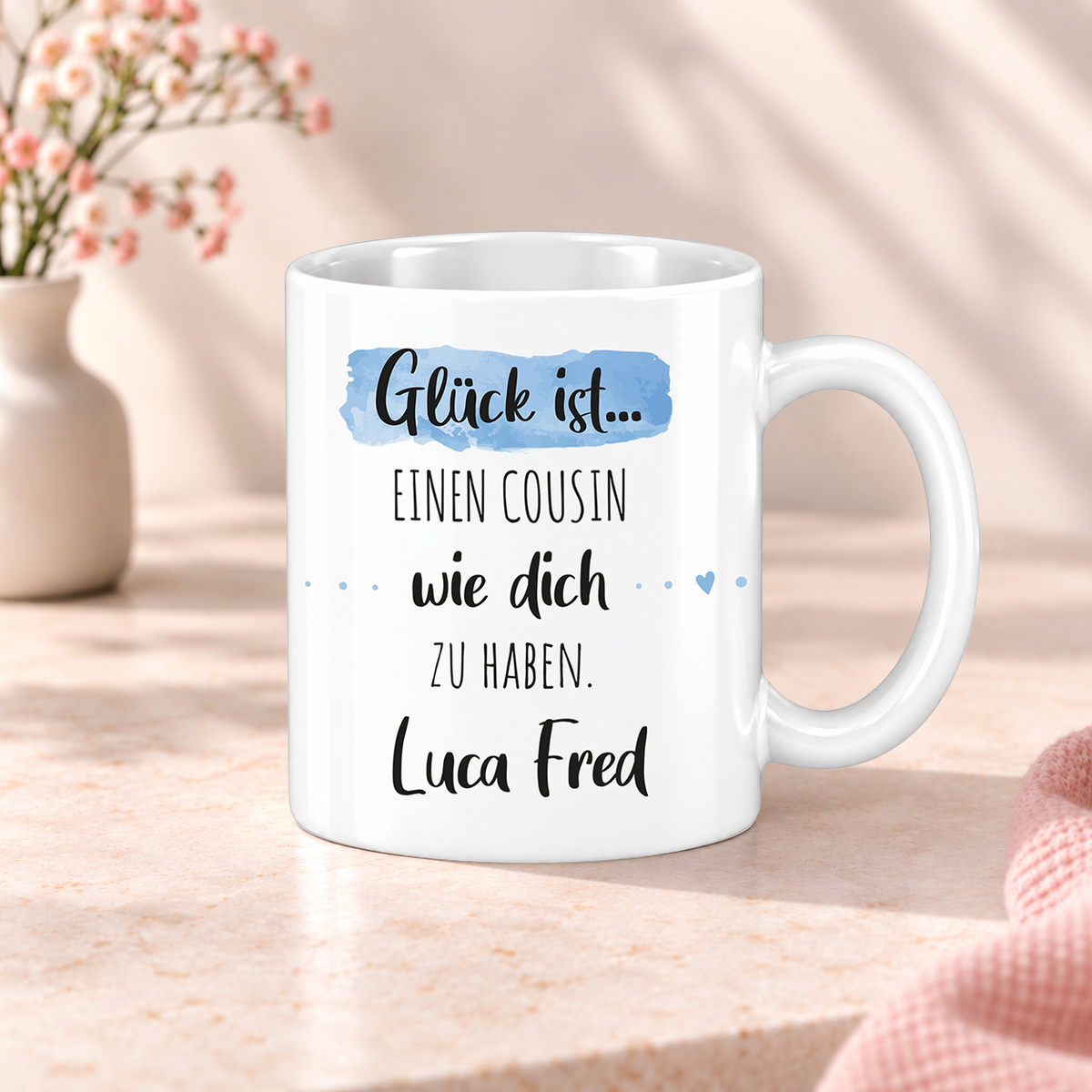 Keramik Tasse mit Namen | Glück ist einen Cousin wie dich zu haben