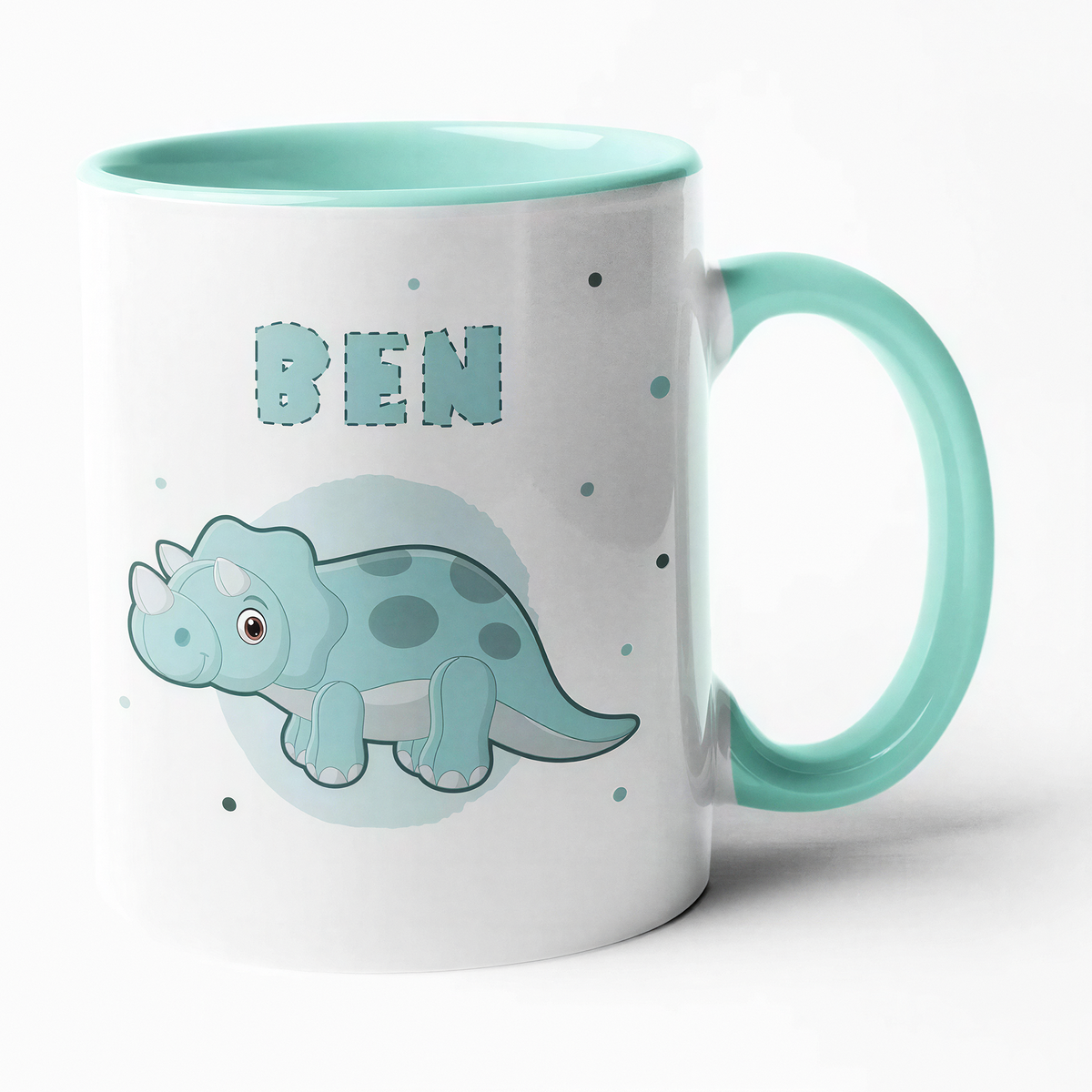Keramik Tasse mit Namen | Dino 1 | Triceratops