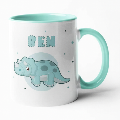 Keramik Tasse mit Namen | Dino 1 | Triceratops