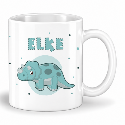 Keramik Tasse mit Namen | Dino 1 | Triceratops