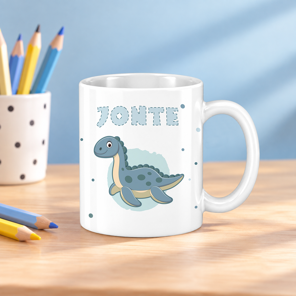 Keramik Tasse mit Namen | Dino 2 | Plesiosaurus