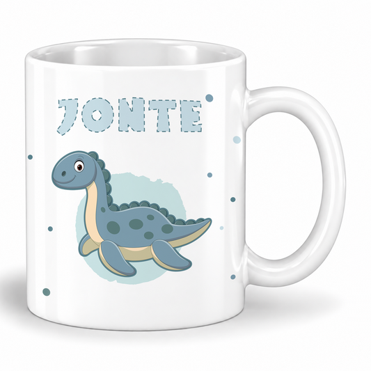 Keramik Tasse mit Namen | Dino 2 | Plesiosaurus