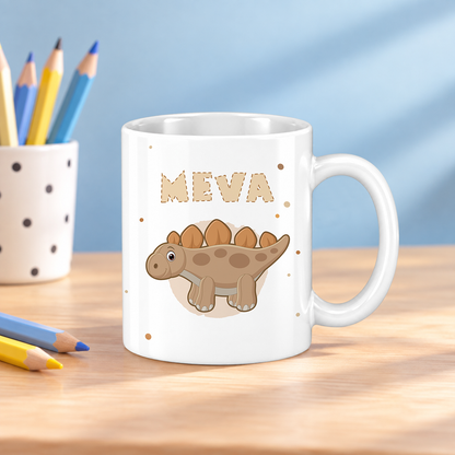 Keramik Tasse mit Namen | Dino 3 | Stegosaurus