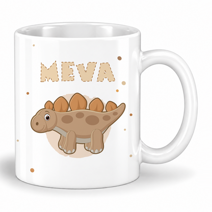 Keramik Tasse mit Namen | Dino 3 | Stegosaurus
