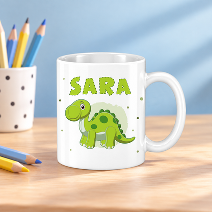Keramik Tasse mit Namen | Dino 4 | Brachiosaurus
