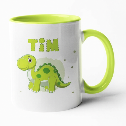 Keramik Tasse mit Namen | Dino 4 | Brachiosaurus
