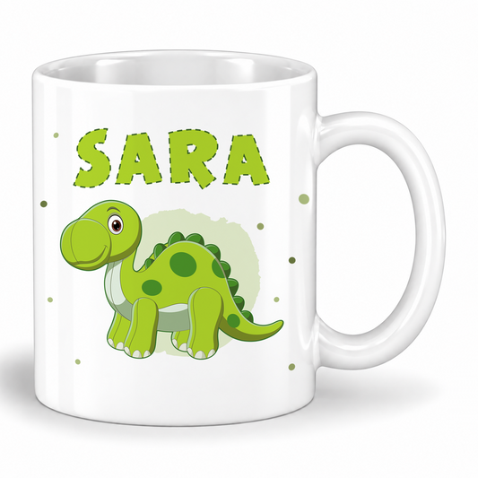 Keramik Tasse mit Namen | Dino 4 | Brachiosaurus